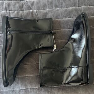 ZARA Black Patent faux Leather Ankle Boots